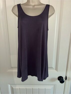 Eileen Fisher Deep Plum Purple Sleeveless A-Line Tank Camisole 100% Silk Sz S